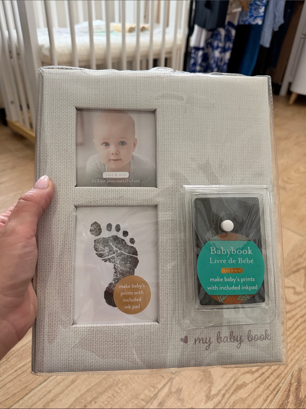 Babybook Photo Frame & Inkpad Set in Light Gray